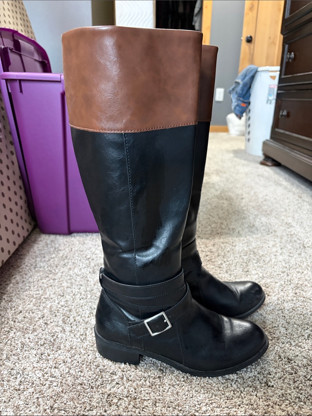 Arizona Jean Company Black and Brown Over-the-Knee Riding Boots
